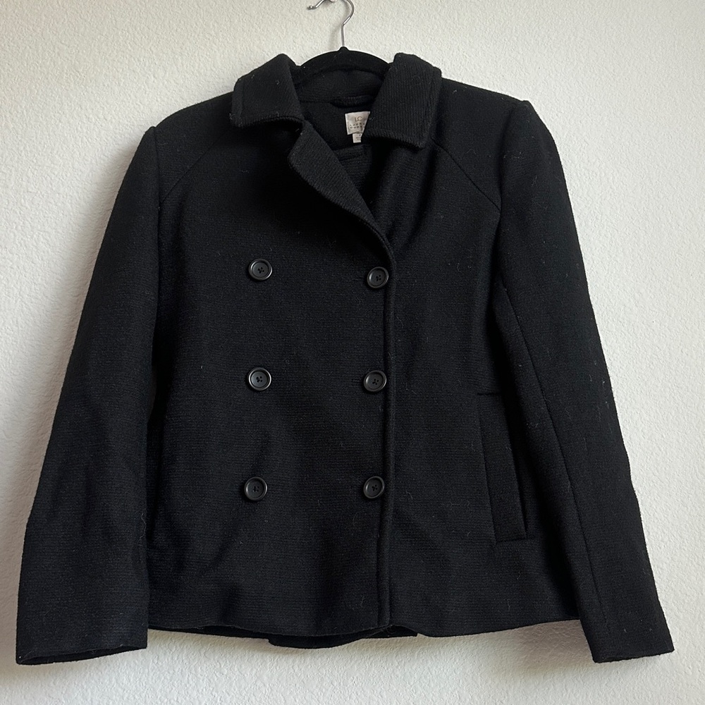 LC Lauren Conrad Black Double-Breasted Pea Coat